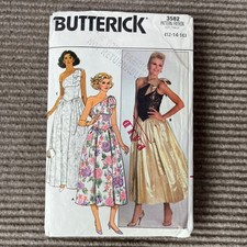 Vintage 1985 Butterick 3582 One Shoulder Evening Dress Pattern Size 12-14-16 picture