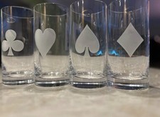 Kate Spade  Lenox Gin Rummy Highball Set 4 Glasses Crystal Frosted Card Suit EUC picture