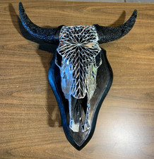 Skull Bliss Cow Skull. Mirror Mosaic Finish. MISSING MIRROR PIECES. picture