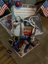 Primitive  250th Patriotic  On Vintage  Spice Tin picture