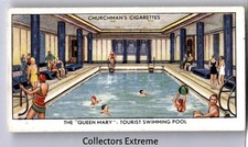 1936 Churchman's The Queen Mary Tobacco Card #35 Tourist Swimming Pool picture