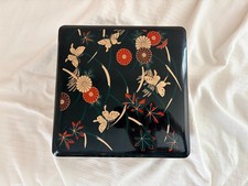 VTG MMA Metropolitan Museum Art Japanese Black Lacquer Box Butterfly Floral Japa picture
