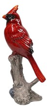 Northern Red Cardinals Bird Perching on Tree Branch Figurine Glossy Finish picture