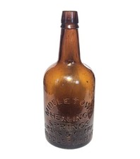 Antique 1860's Middletown Healing Springs VT Mineral Water Honey Amber Bottle picture