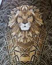 Vtg Biederlack Lion Throw Blanket West Germany Reversible Brown Cream EXCELLENT  picture