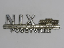 VTG Nix Chevrolet Poseyville Indiana Metal Dealership Badge Emblem Tag Dealer IN picture