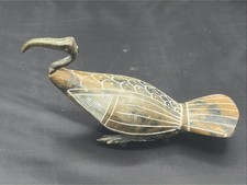 Unique Egyptian Sacred Ibis Soapstone Bronze Bird Figurine Hand Carved Statue picture
