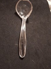 Vintage Clear Glass Condiment Spoon Ladle Curved Handle 5