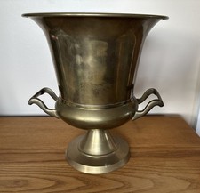 Vtg Brass Trophy-style Champagne Bucket with Handles picture