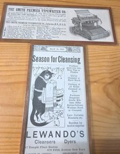 Harveys Wallhangers 1903 LEWANDOS Cleaners CAT, 1892 SMITH Premier Typewriters picture