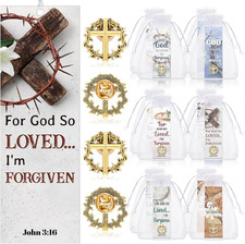 24 Pcs/12 Sets Crown of Thorns Lapel Pins with John 3: 16 Bookmark picture