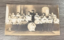 Antique 6 X 9.5 Photograph Disabled Lady Band Orchestra Group Music Early 1900s picture