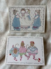 Vintage Michel & Co Lot of 2 Unused Notecards Wedding Shower Invitation Whimsy picture