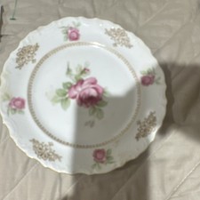 Schumann Bavaria German Porcelain Rose Pattern Round Plate w/ Gold Trim picture