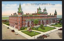 Georgia-GA-Brunswick-Oglethorpe Hotel-Cars-Vintage Color Linen Postcard picture