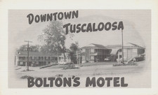 BOLTON'S DOWNTOWN MOTEL POSTCARD TUSCALOOSA AL ALABAMA 1950s picture
