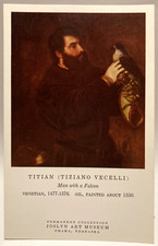 Titian, Man with a Falcon, Venetian, Joslyn Art Museum, Vintage Chrome Postcard picture