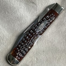 1971 Case XX  6111 1/2 L Pretty Red Bone Cheetah Pocket Knife 9-Dot Mint picture