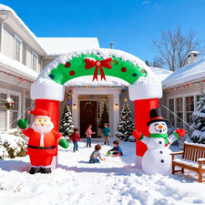 8.2FT Lighted Christmas Inflatable Archway,Inflatable Santa Claus Christmas Arch picture