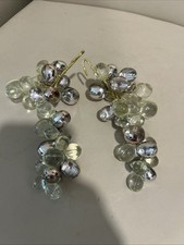2 Vintage Acrylic Lucite Grape Clusters Clear Silver  Gold Stems 7” picture