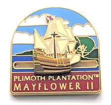 Plimoth Plantation Mayflower II Moving Slider Sailing Ship Souvenir Enamel Pin picture