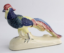 Vintage Yankoware Majolica Pheasant Figurine, c1950, Hand Painted Ceramic picture