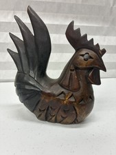 Vintage hand-carved wooden Rooster country home decor chisel detailing  picture
