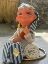 Vintage NOS Elf Pixie JAPAN Pajamas Blue Stripes and Hair Candle Knee Hugger picture