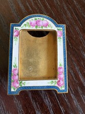 mini guilloche enamel floral brass antique Frame estate decor  picture