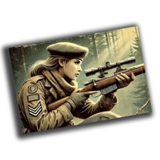 nice vintage classic female guerrilla sniper  retro WW2 Photo Glossy 4*6 in O49 picture