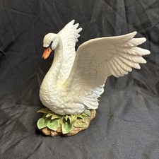 Vintage Homco Masterpiece Porcelain Swan Figurine White Bird Mexico 1987 picture