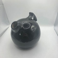 Vintage Camark Art Pottery Black Glossy Spherical Round Jug Single Handle Spout picture