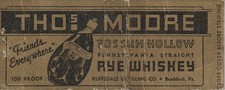 BOBTAIL MATCHBOOK COVER - MOORE POSSUM HOLLOW RYE WHISKEY BRADDOCK PENNSYLVANIA picture