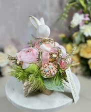 Capiz Shell Easter Bunny, gold tone bejeweled flowers, butterfly, eggs picture