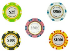 10 PLAYER TOURNAMENT SET Monte Carlo Smooth Poker Chips 14 Gram Bulk NEW picture