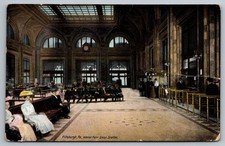 1909 Pittsburgh PA Penn Union Station Interior Train Depot Postcard picture