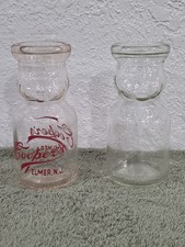 2 Vintage Baby Face 1/2 Pint Milk Cream Heavy Duty Glass 1950's-70's picture