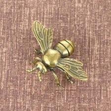 1pc Solid Brass Bee Figurine Antique Copper Desk Decor Collectible Gift - NEW picture