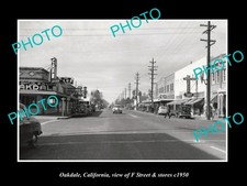 Oakdale California View Of F Street & Stores c1950 Old Large Historic Photo picture
