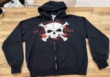 Vintage Pirates Of The Caribbean Dead Men Zip Hoodie M Disney Skull Ship Y2K picture