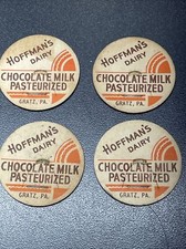 4 NOS UNUSED VINTAGE HOFFMAN’S DAIRY GRATZ PA CHOCOLATE MILK BOTTLE CAPS picture
