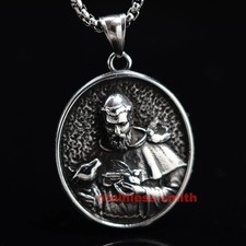 SMITH Mens Catholic Saint St Francis of Assisi Medal Medallion Pendant Necklace picture