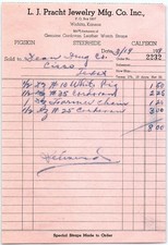 1937 L.J. Pracht Wichita KS Watch Strap Billhead Invoice picture