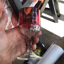 6” RUBY FLASHED SOUVENIR OF CHATFIELD MINN GOBLET 1900’s Mn MINNESOTA EAPG picture