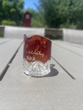 Ruby Souvenir Glass Flash Pitcher LULA 1902 Personalized Vintage Cup Mini 2” picture