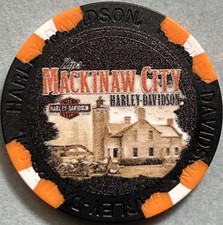 Harley Davidson Wide Print Poker Chip from Zips HD of Mackinaw City Michigan picture