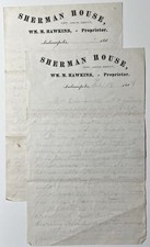 Antique 1868 SHERMAN HOUSE Inn Lodging Letter  Indianapolis Indiana 2 Pages picture