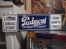 LARGE RARE PIEDMONT TOBACCO DRUG STORE CIGARS CIGARETTES PORCELAIN METAL SIGN picture