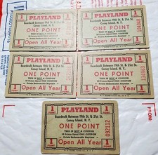 5 Lot Rare Vtg Coney Island NY Penny Arcade Boardwalk Tickets Playland SkeeBall picture