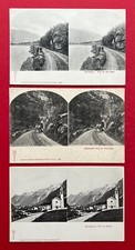 3 x Stereo Postcard Norway around 1900 Way near Vassvagen, Village near Bergen (121517 picture